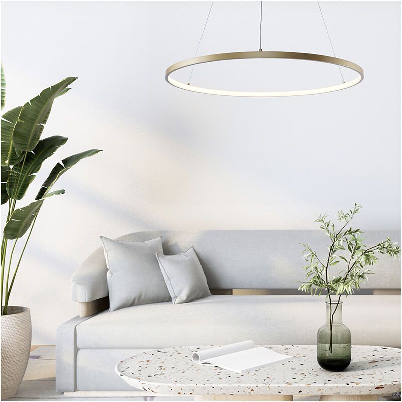 Suspension dorée design, Kubra, 28W, blanc chaud à froid réglable LED Suspension dorée design, Kubra, 28W, blanc chaud à froid réglable LED