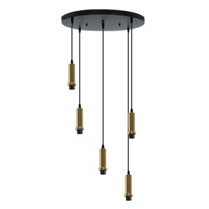 Suspension sans abat-jour dorée en aluminium, Rika