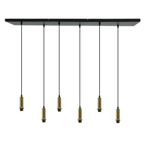 Suspension sans abat-jour dorée en aluminium, Rika