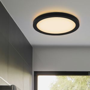 Plafonnier salle de bain noir en plastique, Shivani, 15W, 3000K LED, IP44