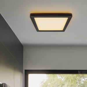 Plafonnier salle de bain noir en plastique, Shivani, 8W, 3000K LED, IP44