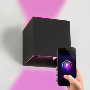 Aplique connectée noire moderne, Dion, 6W, RGBW LED, IP65