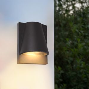 Applique extérieur avec capteur crépusculaire noire moderne, Luana, IP43