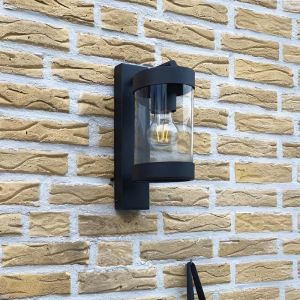 Applique extérieur avec capteur crépusculaire noire moderne, Musa, IP44