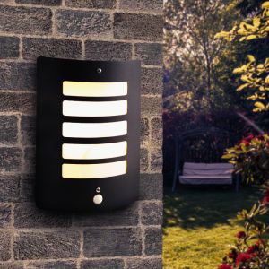 Applique extérieur avec détecteur de mouvement noire moderne, Manuel, IP44