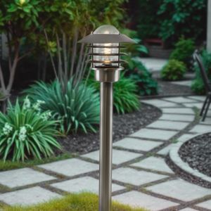 Luminaire extérieur argenté en acier inoxydable, Felice, IP44