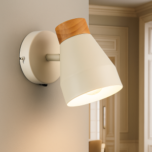 Applique murale beige rustique, Freddie, avec interrupteur