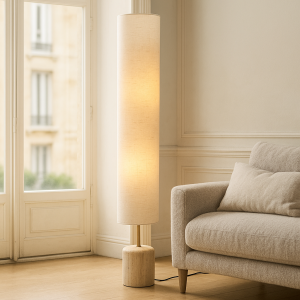 Lampadaire beige moderne, Ghislaine, avec interrupteur