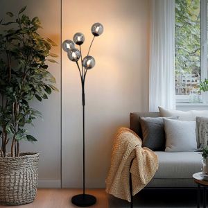 Lampadaire gris design, Stacy, avec interrupteur