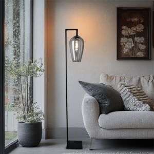 Lampadaire gris design, Andy, avec interrupteur