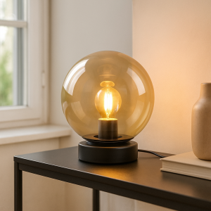 Lampe de table ambre moderne, Jelly, avec interrupteur
