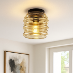 Plafonnier ambre en verre, Karen