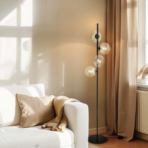 Lampadaire ambre design, Remo, avec interrupteur