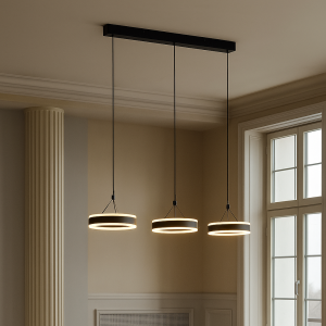 Suspension noire design, Lava, 55W, 3000K LED, gradable en 3 étapes