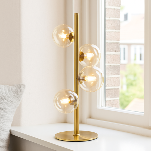 Lampe de table transparente design, Remo, avec interrupteur