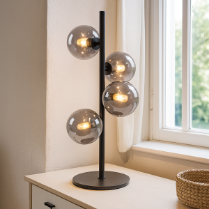 Lampe de table grise design, Remo, avec interrupteur