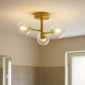 Plafonnier salle de bain doré moderne, Amer, IP44