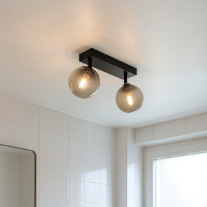 Plafonnier salle de bain noir moderne, Amer, IP44