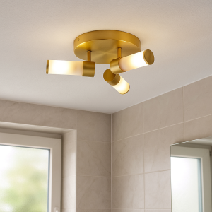 Plafonnier salle de bain doré moderne, Callum, IP44