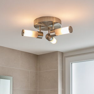 Plafonnier salle de bain nickel moderne, Callum, IP44