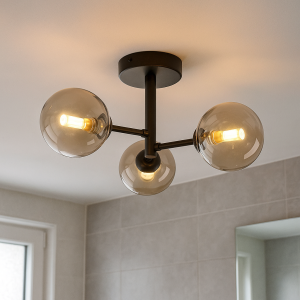 Plafonnier salle de bain ambre moderne, Amer, IP44