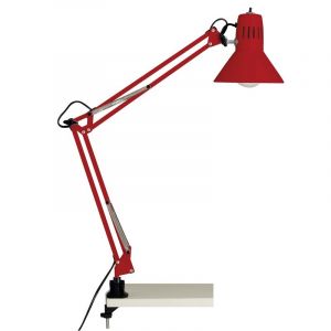 Spot à pince rouge en métal, Katharina, avec interrupteur