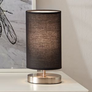Lampe de table noire en tissu, Merinde, avec interrupteur