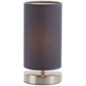 Lampe de table grise en tissu, Merinde, avec interrupteur