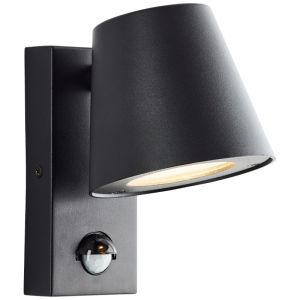 Applique extérieur avec détecteur de mouvement noire en métal, Wies, IP44