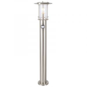 Lampadaire extérieur avec détecteur de mouvement chromé en métal, Shamayra, IP44