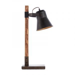 Lampe de table en bois marronne, Audrey, avec interrupteur