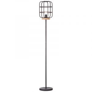 Lampadaire en bois noir, Taede, avec interrupteur