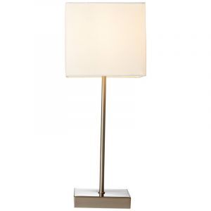 Lampe de table chromée en tissu, Marinda, avec interrupteur