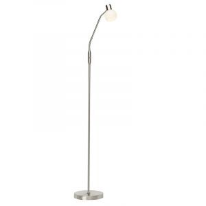 Lampadaire chromé en métal, Jaydah, avec interrupteur