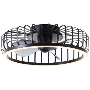 Ventilateur de plafond noir moderne, Tolga, 36W, 2700K-4000K-6500K LED, avec télécommande