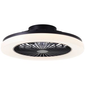 Ventilateur de plafond noir moderne, Soren, 40W, blanc chaud à froid réglable LED, avec télécommande