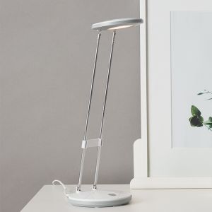 Lampe de bureau blanche en plastique, Mariama, 3,3W, 3000K LED, avec interrupteur