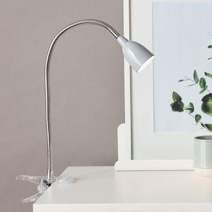 Spot à pince gris en plastique, Kit, 2,4W, 3000K LED, avec interrupteur