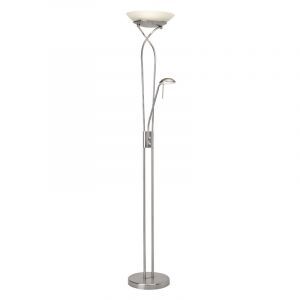Lampadaire liseuse chromé moderne, Joann, 18W, 3000K LED, avec interrupteur