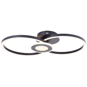 Plafonnier noir design, Volkert, 24W, 3000K LED
