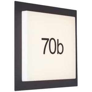 Numéro de maison lumineux noir en aluminium, Nurcan, 15W, 3000K LED, IP44