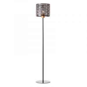 Lampadaire en bois noir, Sherona, avec interrupteur