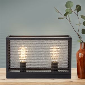 Lampe de table noire industrielle, Esperanza, avec interrupteur