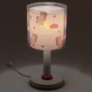 Lampe de table pour enfants en plastique rose, Unicorn