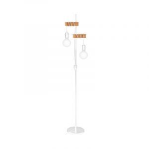 Lampadaire en bois blanc, Anton, avec interrupteur