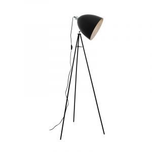 Lampadaire noir en acier, Eltjo, avec interrupteur