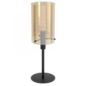 Lampe de table noire en acier, Ritesh, avec interrupteur