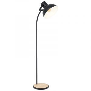 Lampadaire en bois marron, Elmira, avec interrupteur