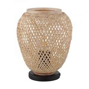 Lampe de table en bois noire, Nicole, avec interrupteur