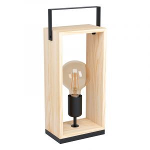 Lampe de table en bois noire, Olaf, avec interrupteur